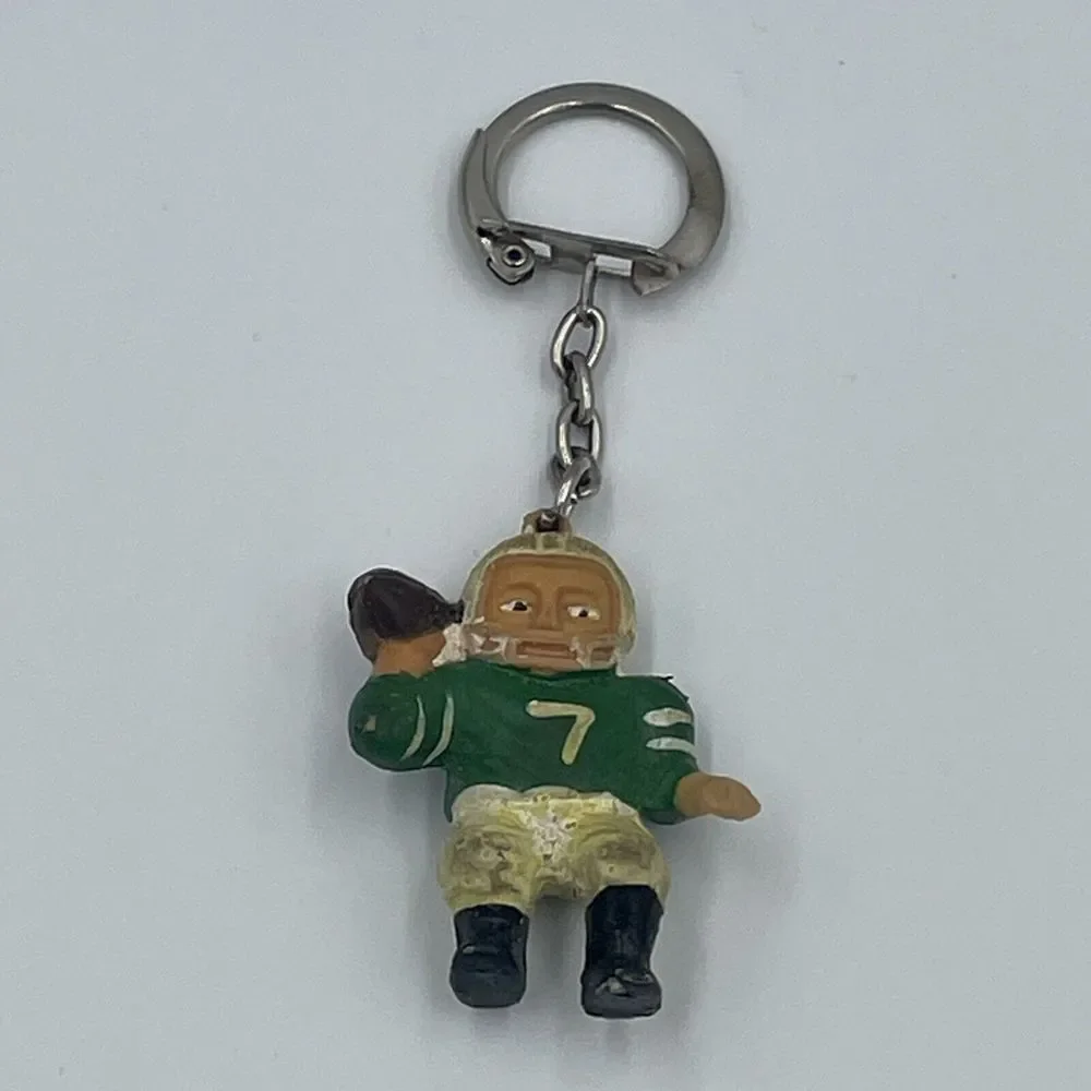 QB Football Player FOB Keychain HONG KONG Green‎ (Packers?) Vintage No. 7